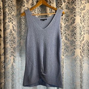 NWOT Boston Proper Light Blue Lightweight Sleeveless Twist-Front Sweater -size L